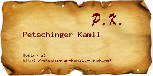Petschinger Kamil névjegykártya